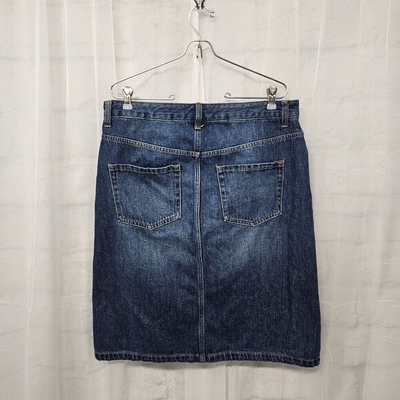 Time and Tru Medium Blue Denim Skirt Patchwork Boho Retro 14 - Picture 7 of 12